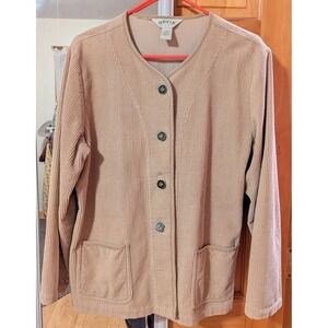 Orvis Jacket Womens 14 Tan Vintage Corduroy Button Front 2PC Set High Waist Pant